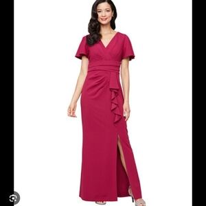 SLNY Berry Maxi Dress with Ruffle Detail*108*